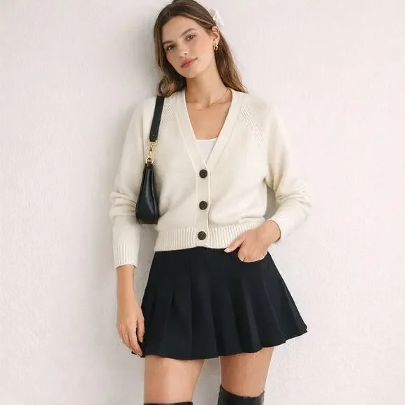 J.Crew Cream Cardigan NWT Soft Girl Balletcore Preppy Cozy Knit Size L - Picture 2 of 10